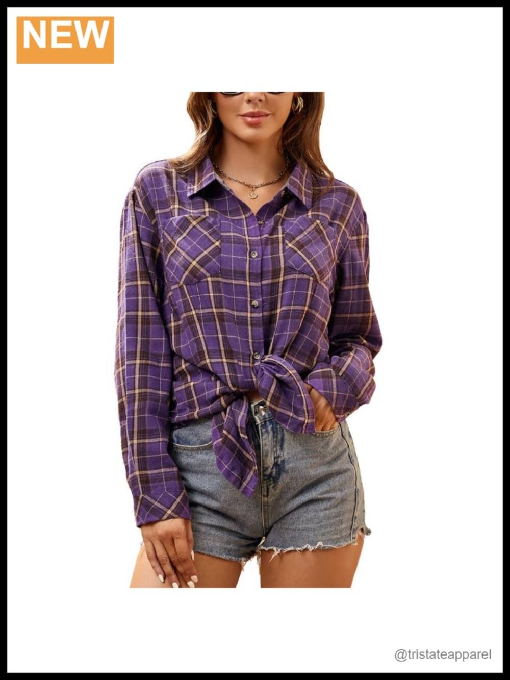 Women's Button Down Plaid Flannel Shirt Long Sleeve Casual Blouse, Medium